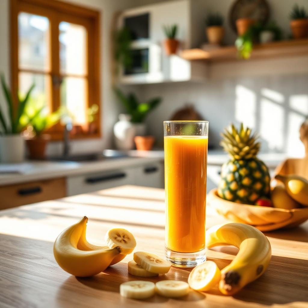 Smoothie Bon Matin CureFood en cuisine ensoleillée