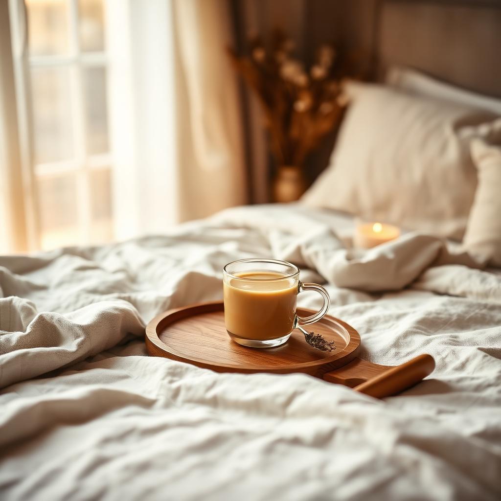 Moon milk ashwagandha CureFood dans une ambiance détente