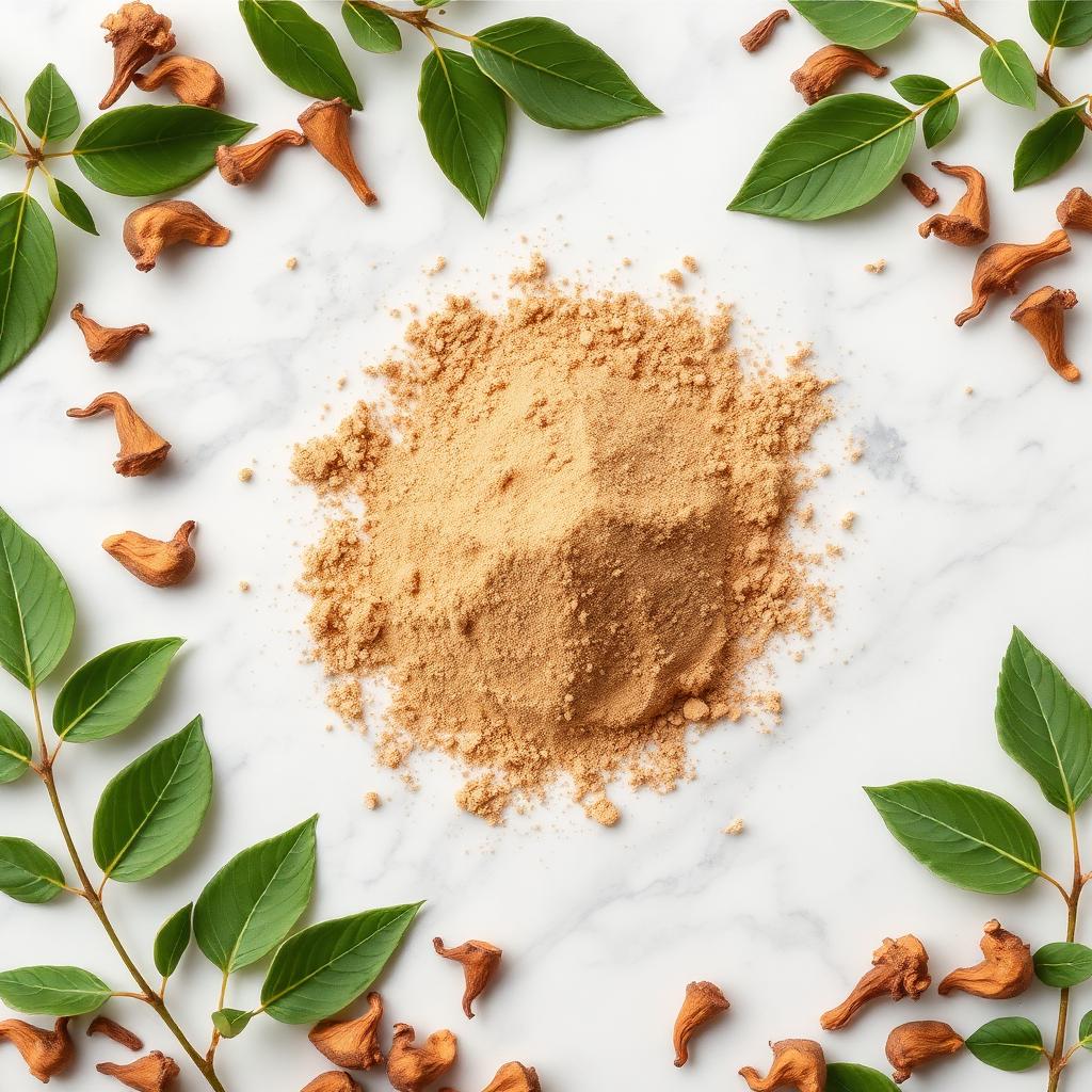 Poudre d'ashwagandha CureFood en gros plan
