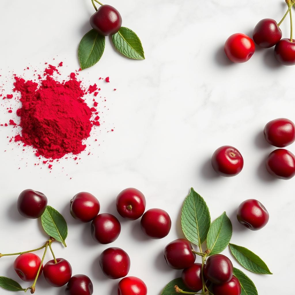 Poudre d'acérola CureFood rouge vif en gros plan