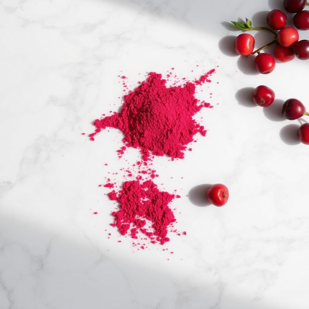 Poudre de cranberry CureFood rouge framboise en gros plan